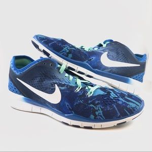 Nike Free 5.0 Blue Printed Training Shoe